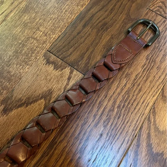 Vintage Brown Braided Woven Link Leather Full Grain Belt Argentina- 32 - Picture 4 of 6